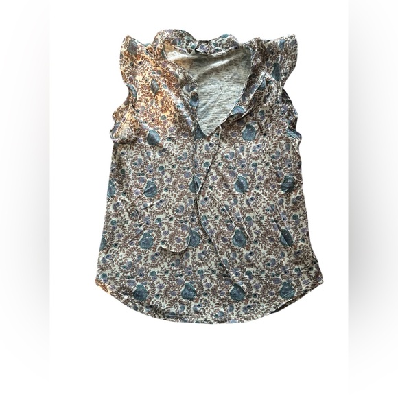 Lucky Brand Floral Ruffle Cap Sleeve Blouse – Size M - Picture 2 of 5